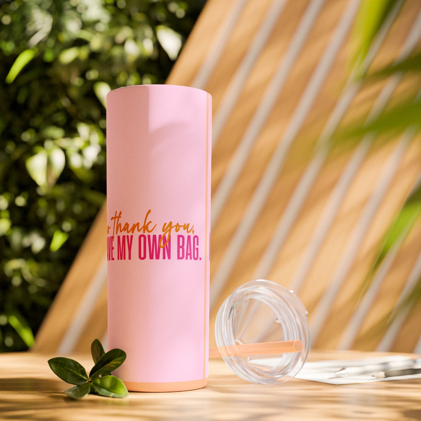 No Thank You Skinny Tumbler with Straw, 20oz